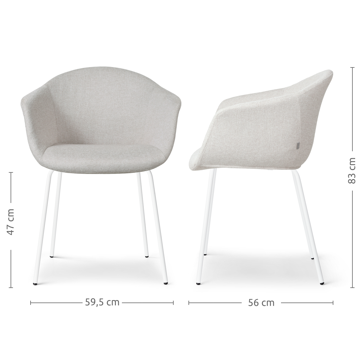 Eetkamerstoel Nora-Otis beige - wit onderstel