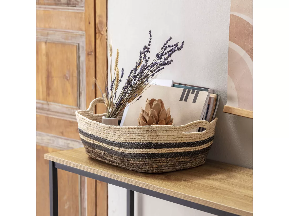 Set de 3 paniers Luar fibre naturelle et papier, marron/beige