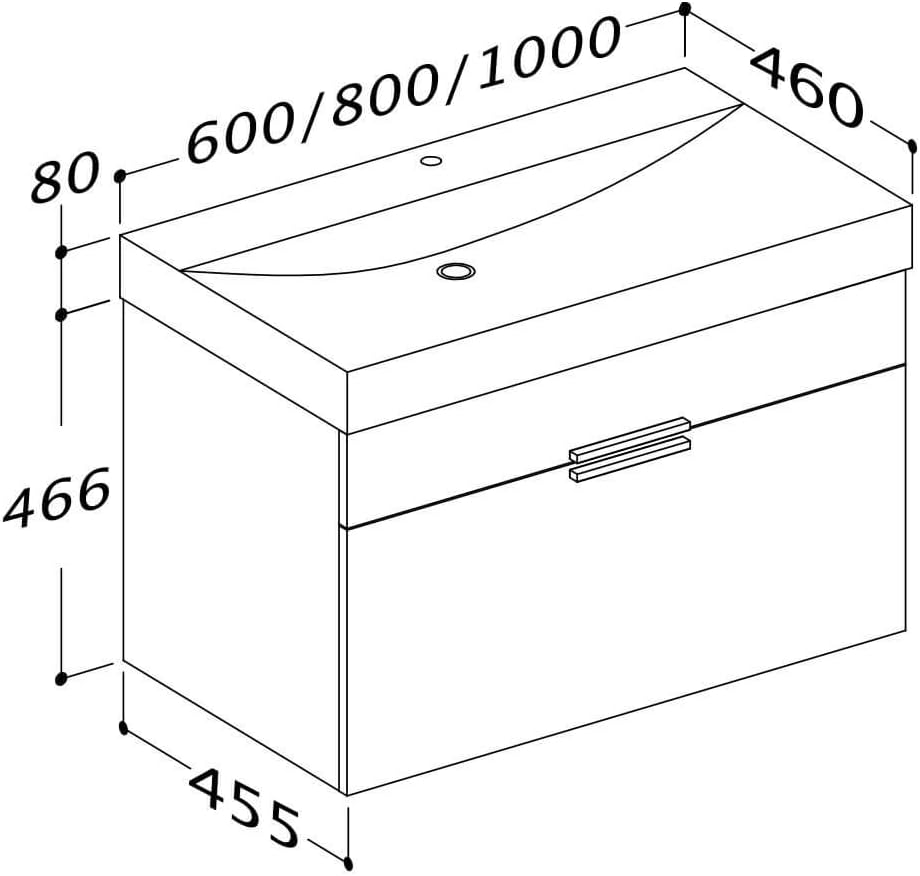 Waschtischunterschrank 100/80 / 60 cm breit Hochglanz Weiß Waschbeckenunterschrank Unterschrank Badmöbel-Set hängend Sieper Girona (100 breite)