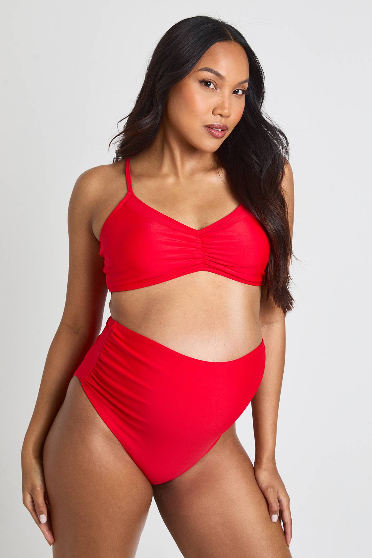 boohoo Culotte De Bikini Maternité Taille Haute Froncée