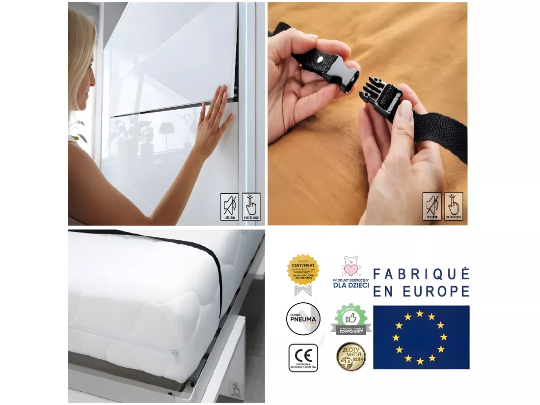 Lenart Lit escamotable MATELAS inclus Vertical 90x200cm Chêne artisan Lit Rabattable