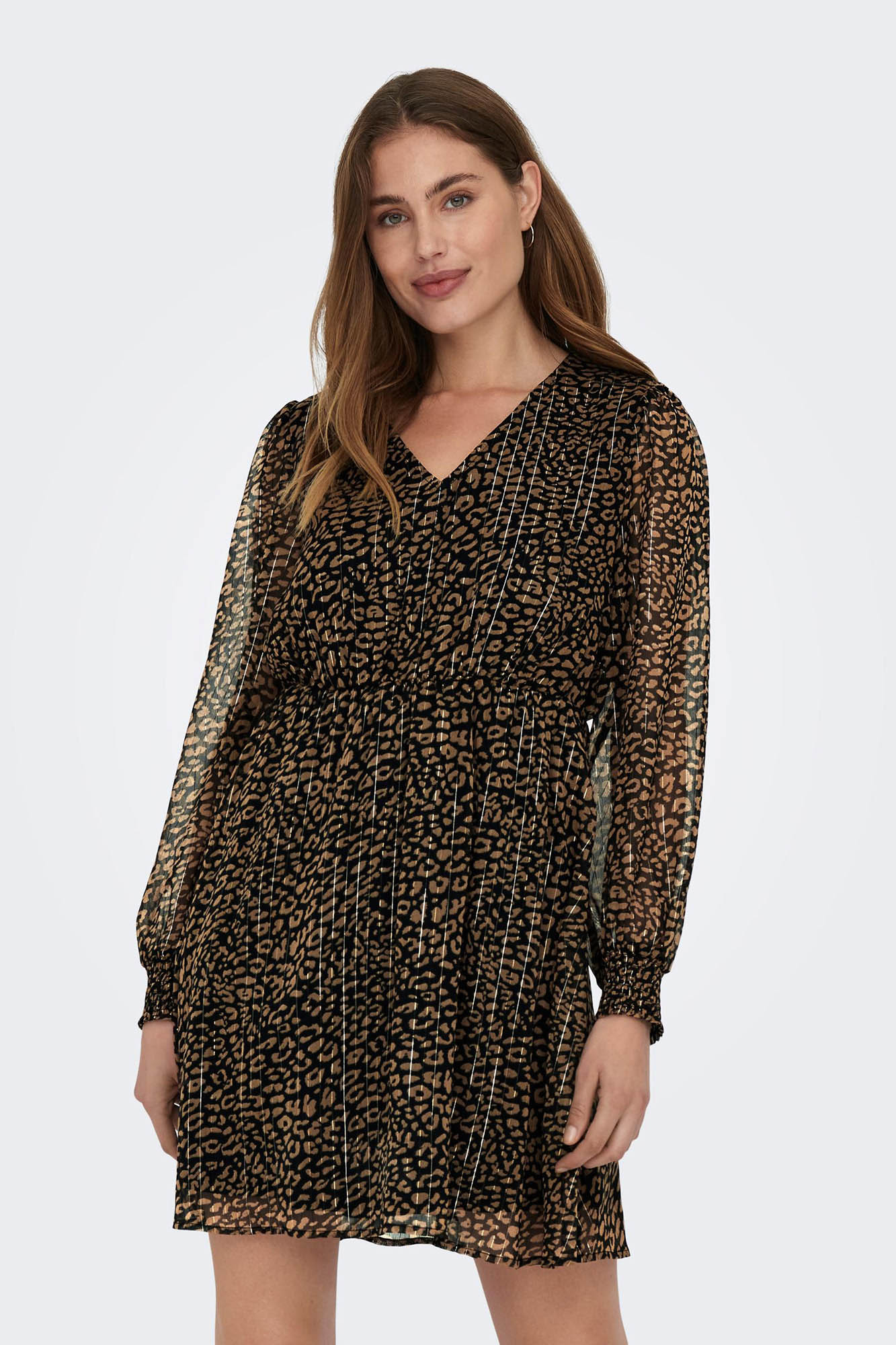 Vestido curto com decote em V