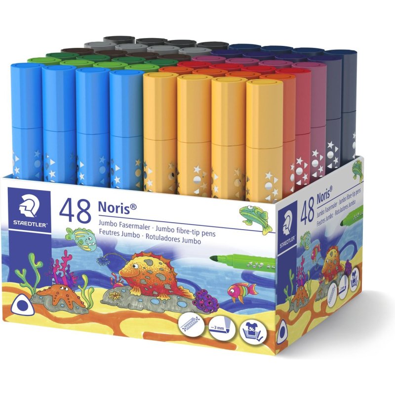 Feutres staedtler jumbo 328 coloris assortis pot de 48