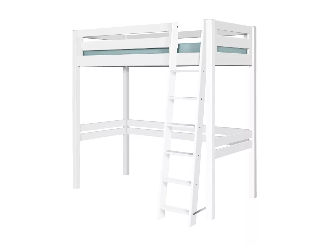 Lit mezzanine 2 places 120x190 cm bois massif blanc ORSAI