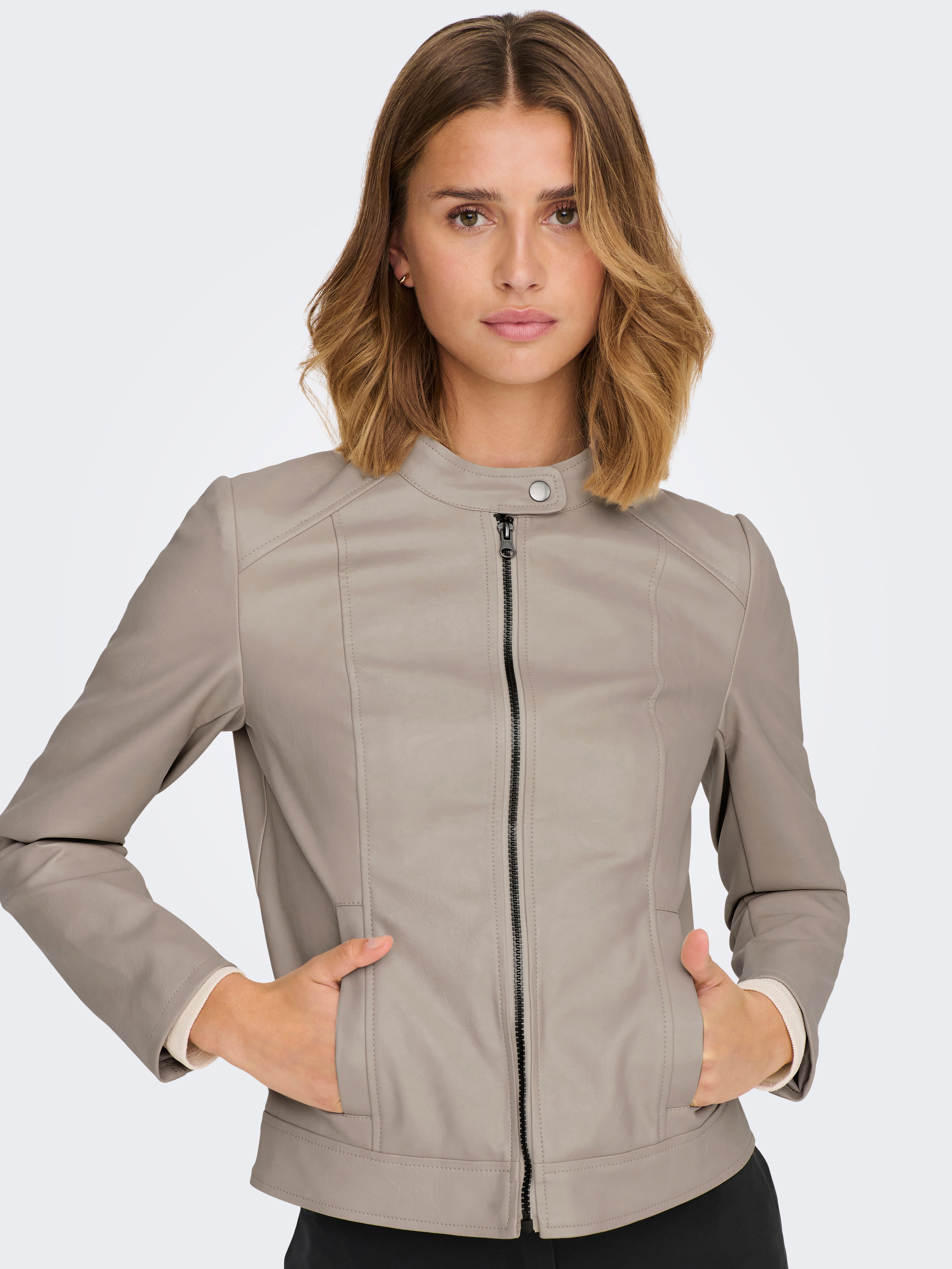 JDYEMILY Kunstlederjacke Chateau Gray