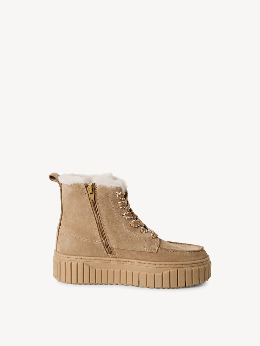Leren Enkellaarsje - beige warme voering