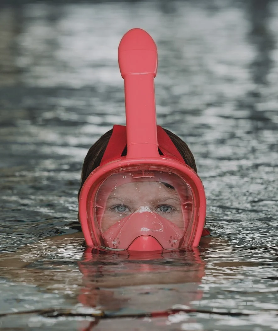 Watery fullface dykkermaske til børn - Oxygen - Atlantic Pink