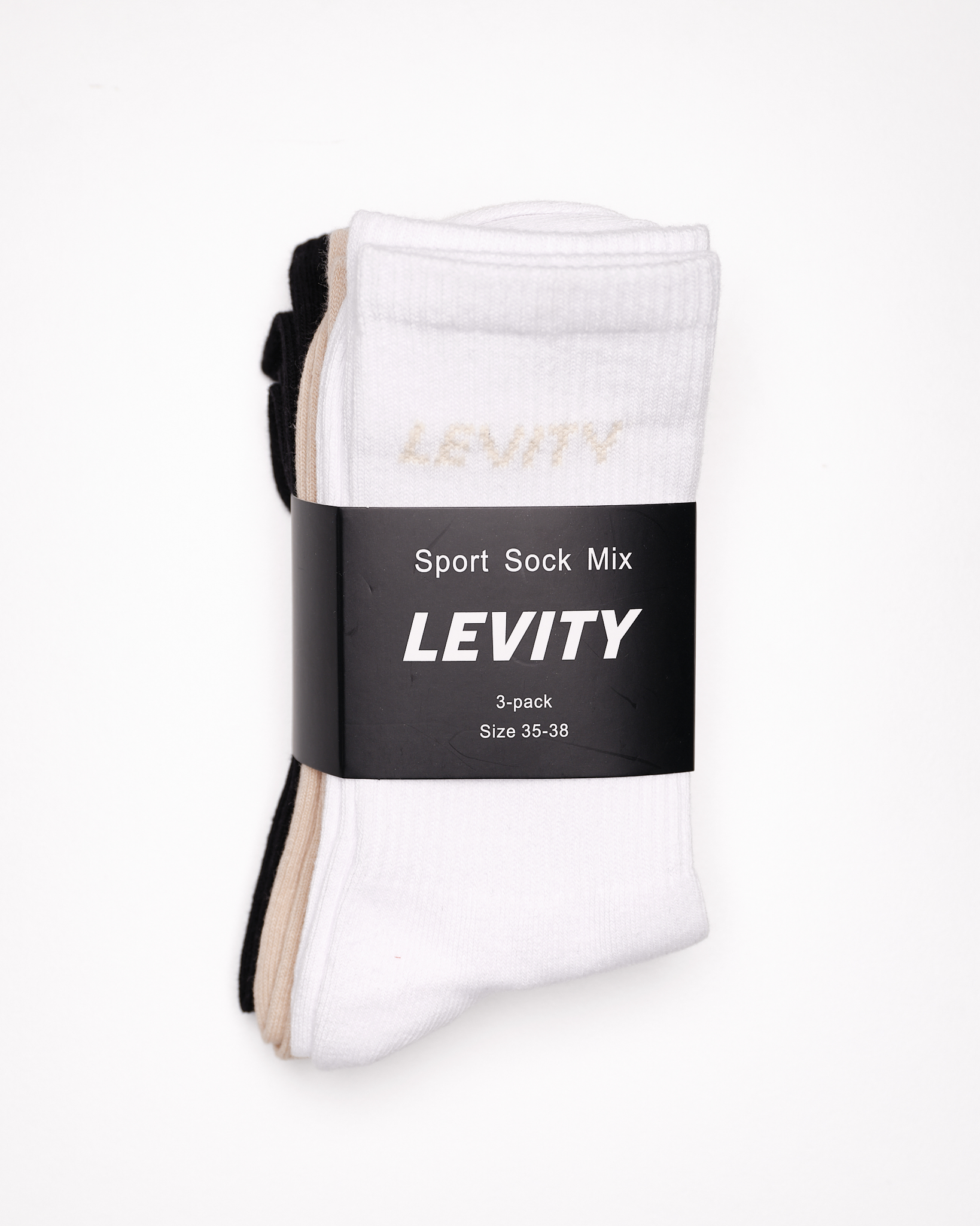 LEVITY 3-Pack Sport Sock Mix Black\White\Beige