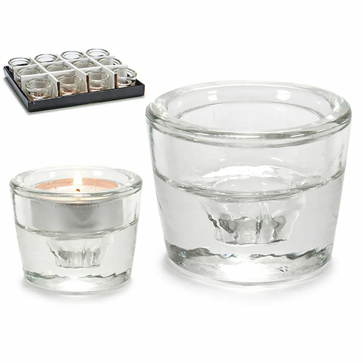 Gift Decor Bougeoir Verre Transparent 12 pcs