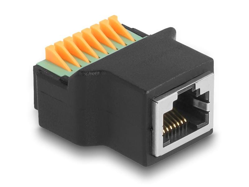 Delock Buchse RJ45 zu Terminalblock, 1 Stück Delock RJ45 Buchse zu Terminalblock mit Drucktaster Adapter