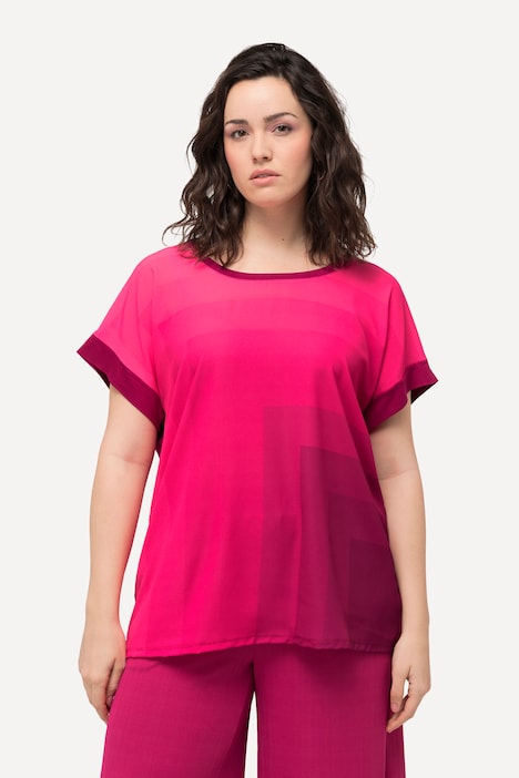 Blusenshirt, Oversized, Rundhals, Halbarm