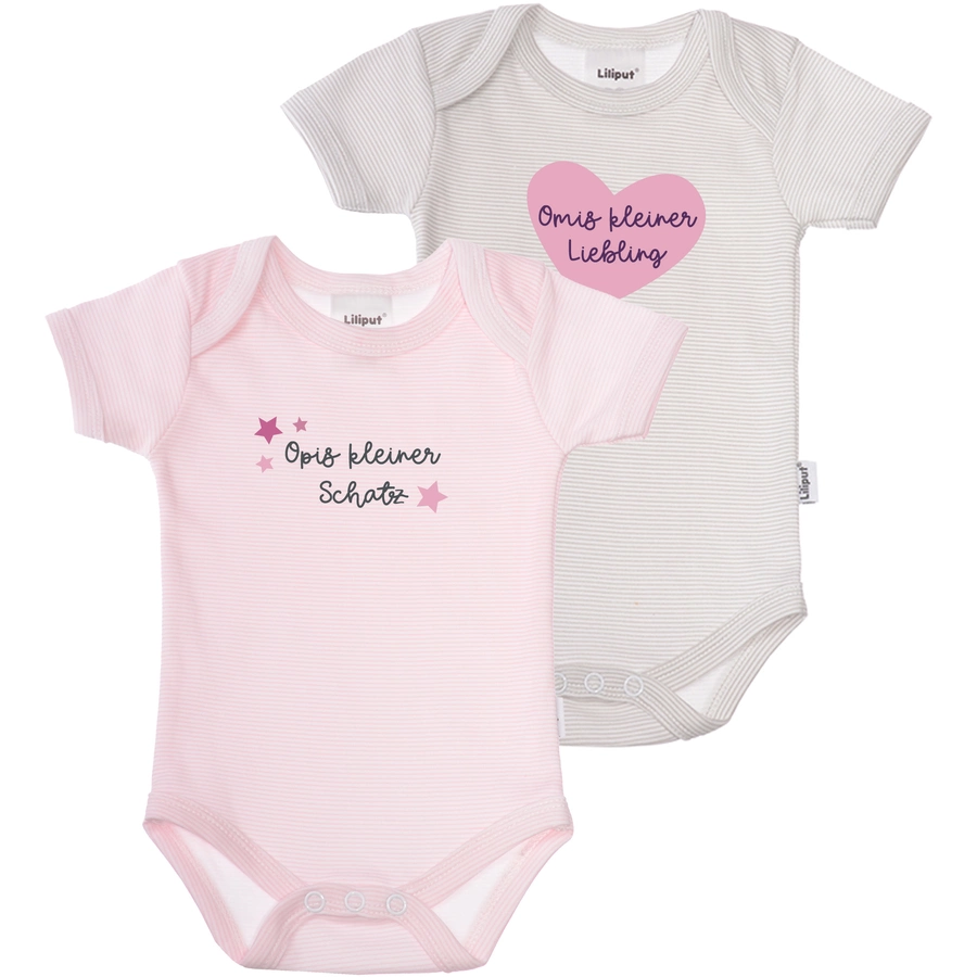 Liliput Baby-Bodies im 2er Set Opis kleiner Schatz rosa gestreift grau gestreift