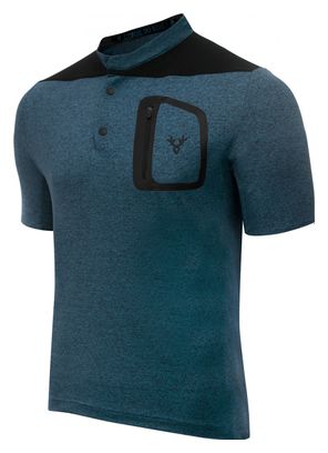 Maillot Manches Courtes Gravel LeBram Parpaillon Gris Bleu Pétrole Coupe Droite