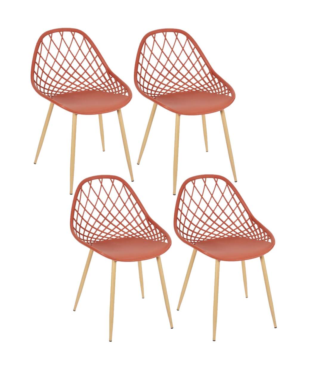 Lot de 4 chaises d'extérieur Malaga en polypropylène - Terracotta