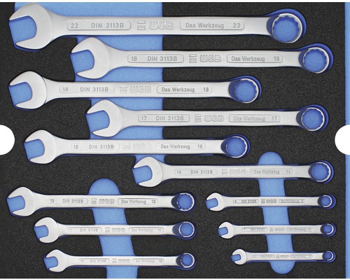 Module-inzetstuk voor WGB ringsleutel maat L 268 x 38 x 342 mm zwart set van 12