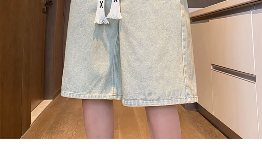 Maxelane - Gewassen denim shorts met trekkoordtaille