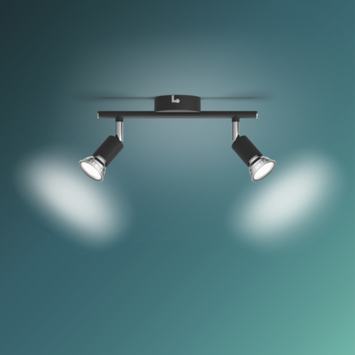 Philips Limbali 2-lichts opbouwspot zwart 50W