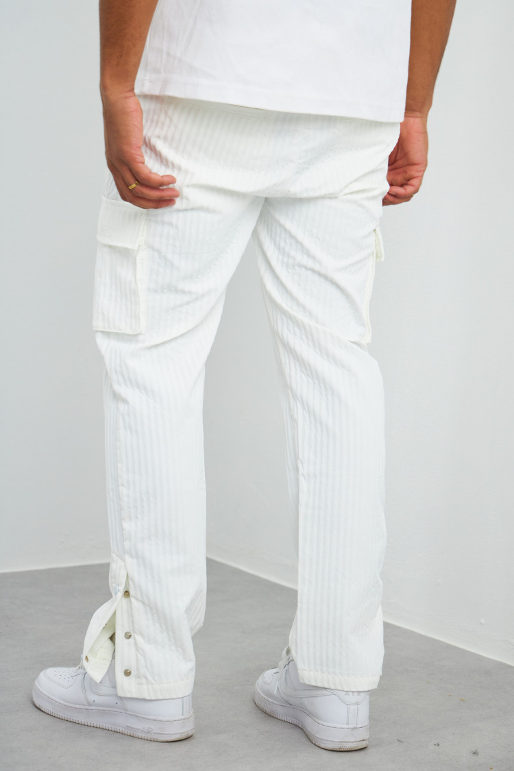 Pantalon blanc à poches plissé