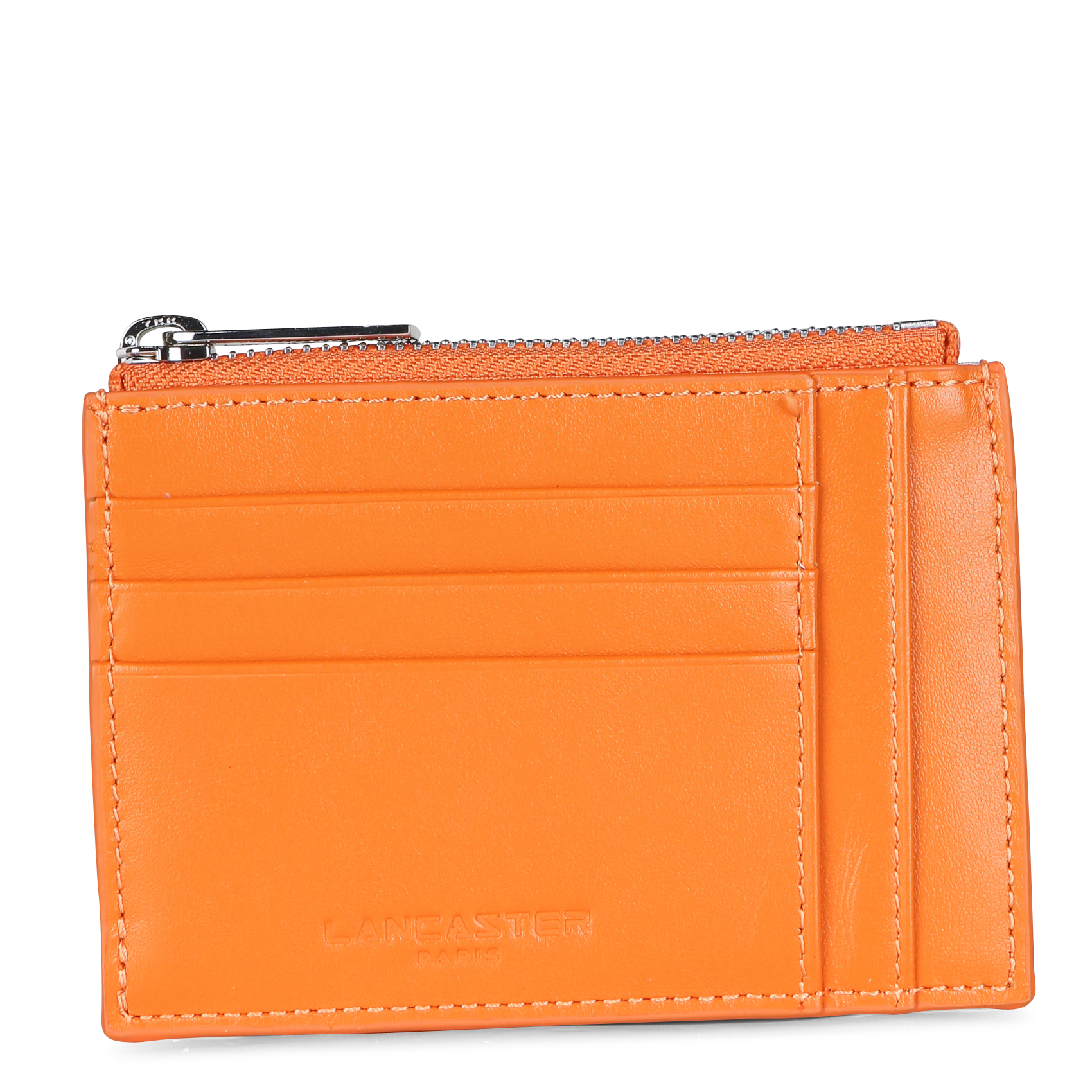 PARIS PM - Porte-cartes zippé en cuir| Orange
