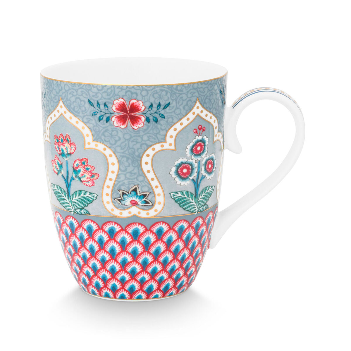 PIP Studio Flower Festival krus 35 cl, blå