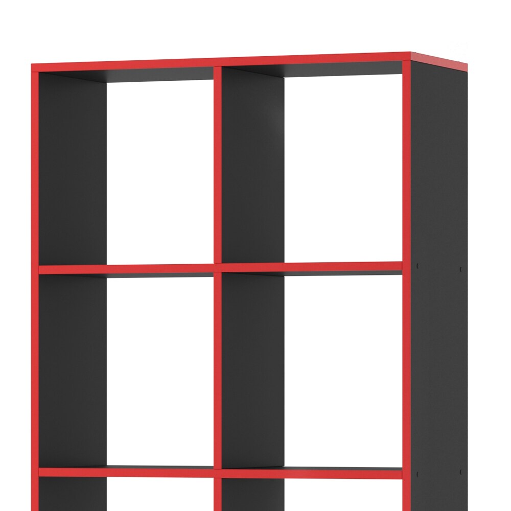 Vicco Raumteiler Standregal Bücherregal 8 Fächer Scutum Schwarz/Rot Hochregal