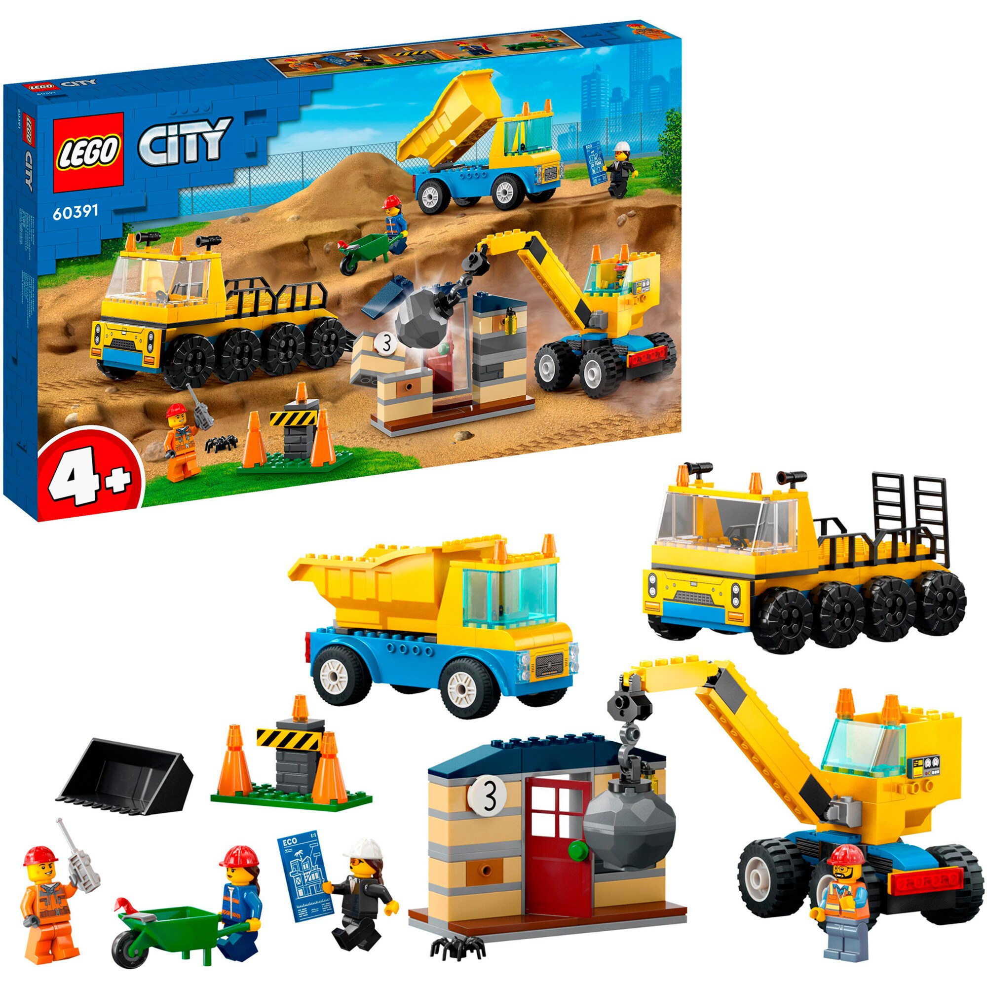 LEGO Konstruktionsspielzeug City Baufahrzeuge und Kran mit Abrissbirne