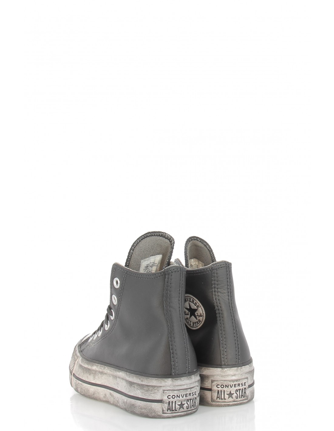 converse sneakers compensées montantes femme ctas lift leather hi cuir noir effet vieilli