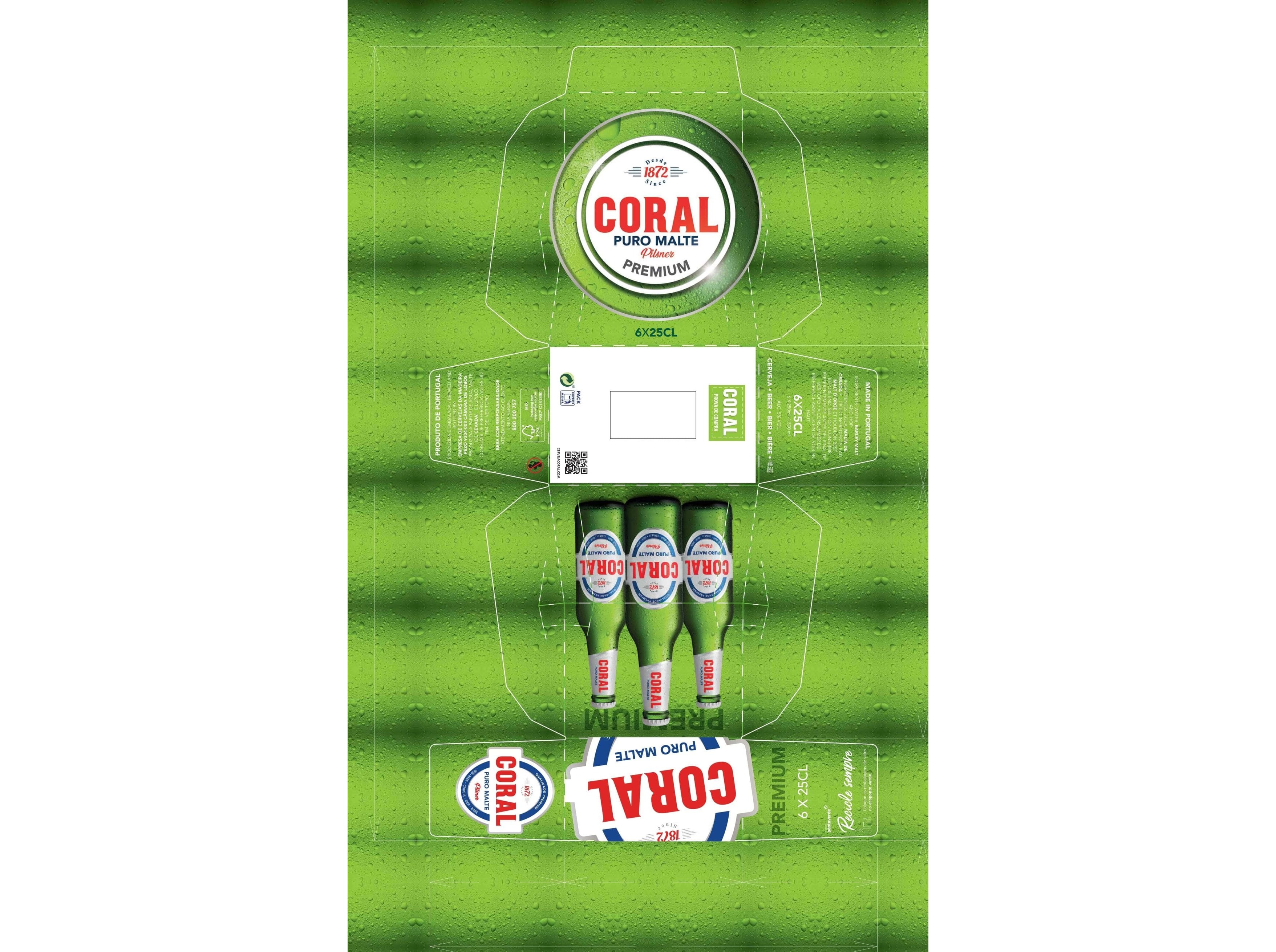 CERVEJA CORAL PURO MALTE 6X0.25L