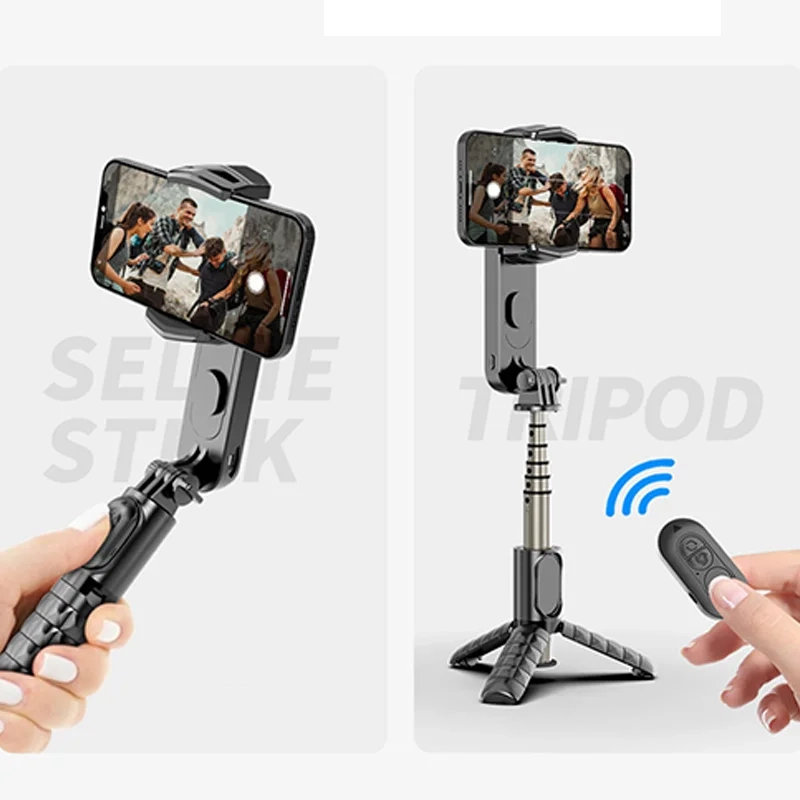 (30-70cm) Handy-Stabilisator Bluetooth / Selfie-Stick mit LED-Licht Live Stream Gimbal Stativ / Anti-Shake / Fernauslöser Handy Halterung - Schwarz