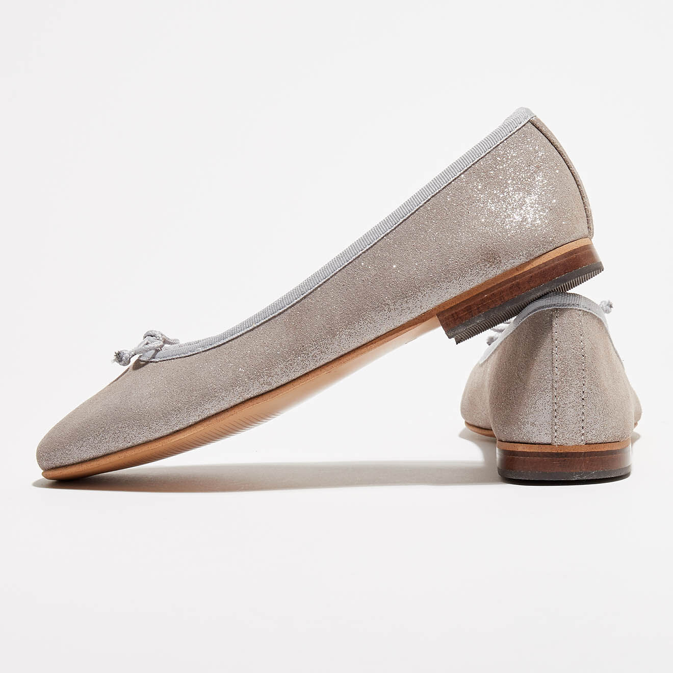 Quartier Latin Ballerines en Velours de Cuir irisé Irene grises