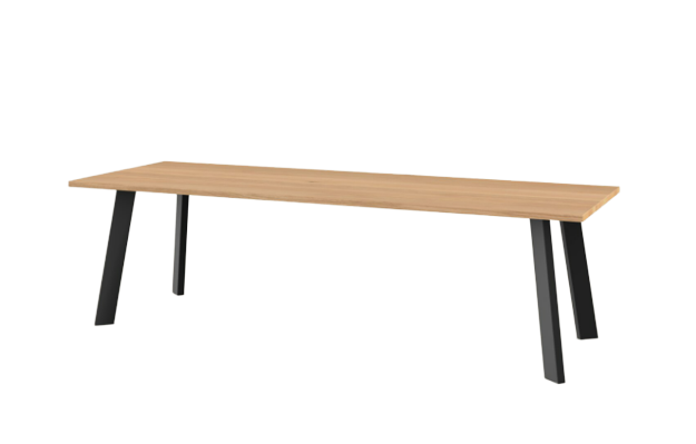 Studio HENK tafel New Co Rechthoekig, zwart frame - Smart Collectie 240 x 90 cm | Eikenhout | Verjongde rand | Frame Zwart