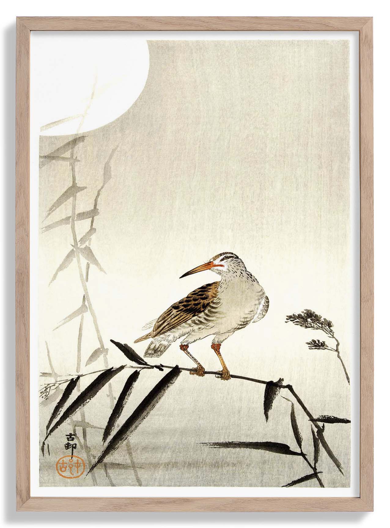 Schwarzer Reiter auf Bambus von Ohara Koson
