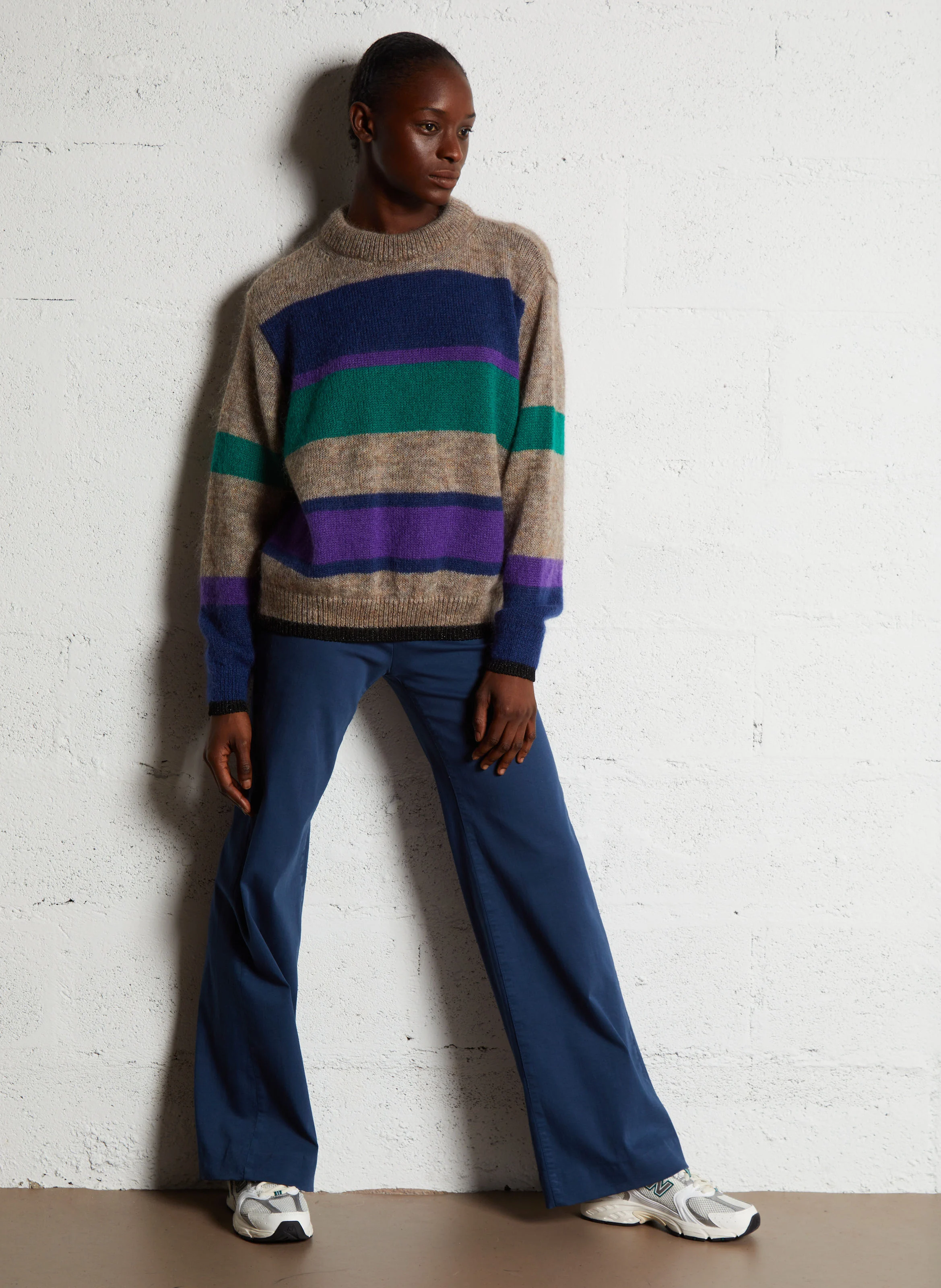 VIVA - Jean flare taille haute en coton mélangé | Bleu