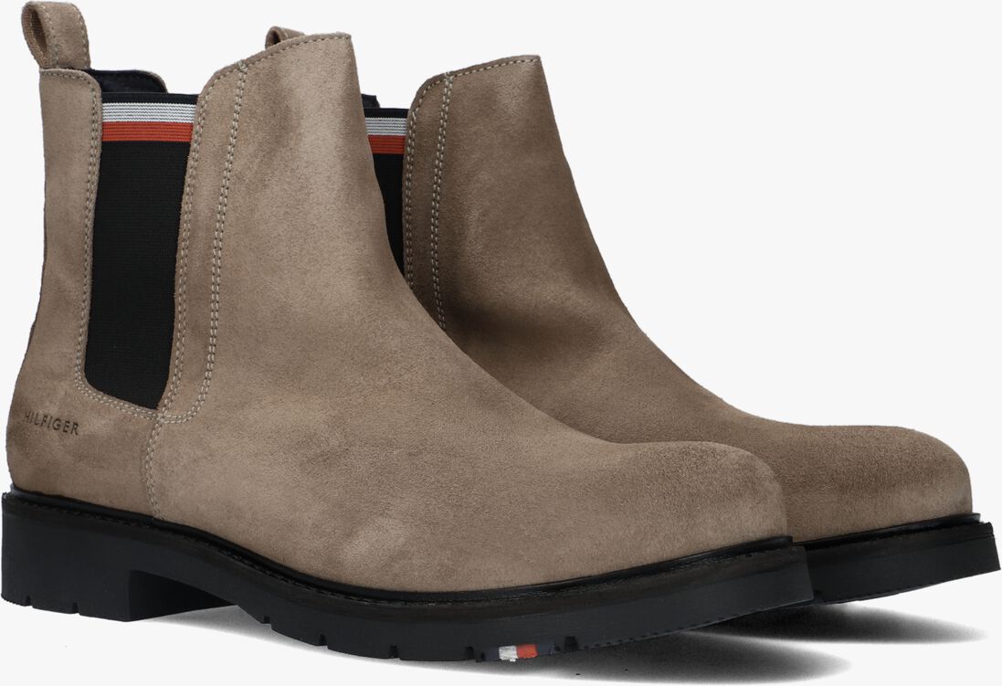TOMMY HILFIGER taupe tommy hilfiger chelsea boots rwb hilfiger suede chelsea