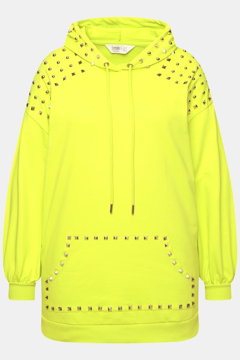 Hoodie, oversized, Kapuze, Ziernieten, Ballon-Ärmel