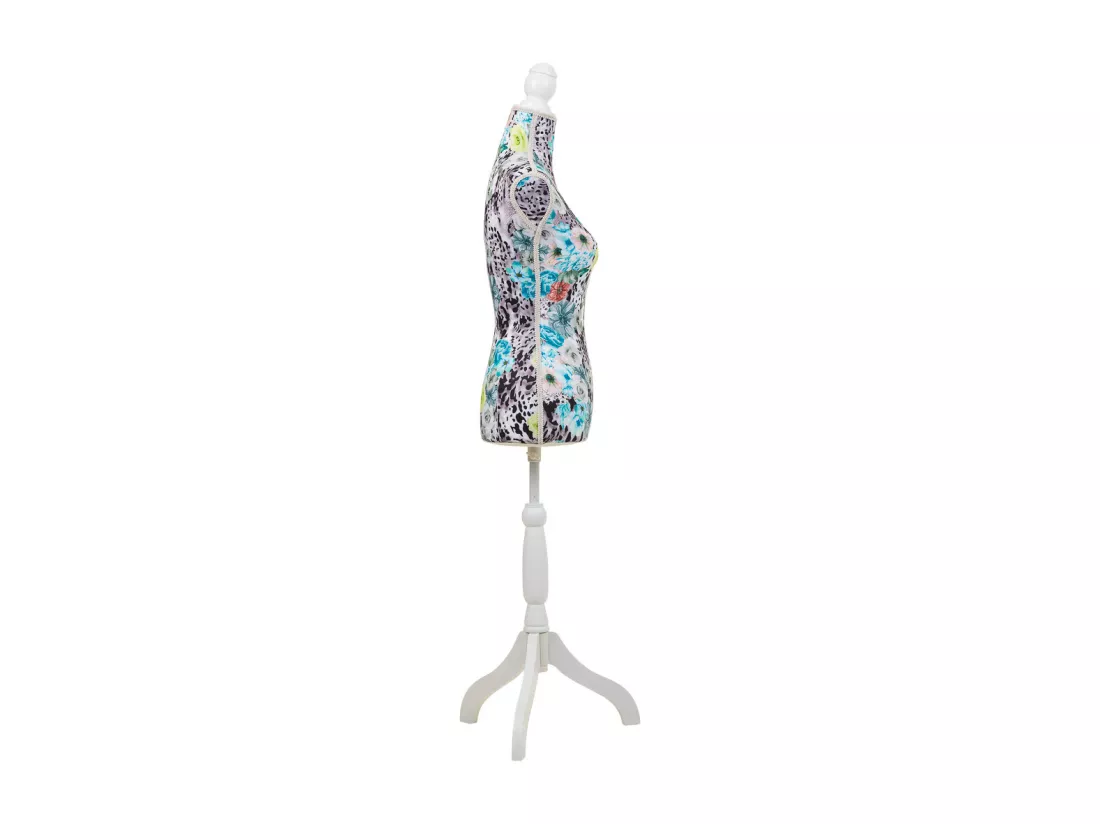 Mannequin en bois et mousse habillé de tissu bleu 24x37,5x168h