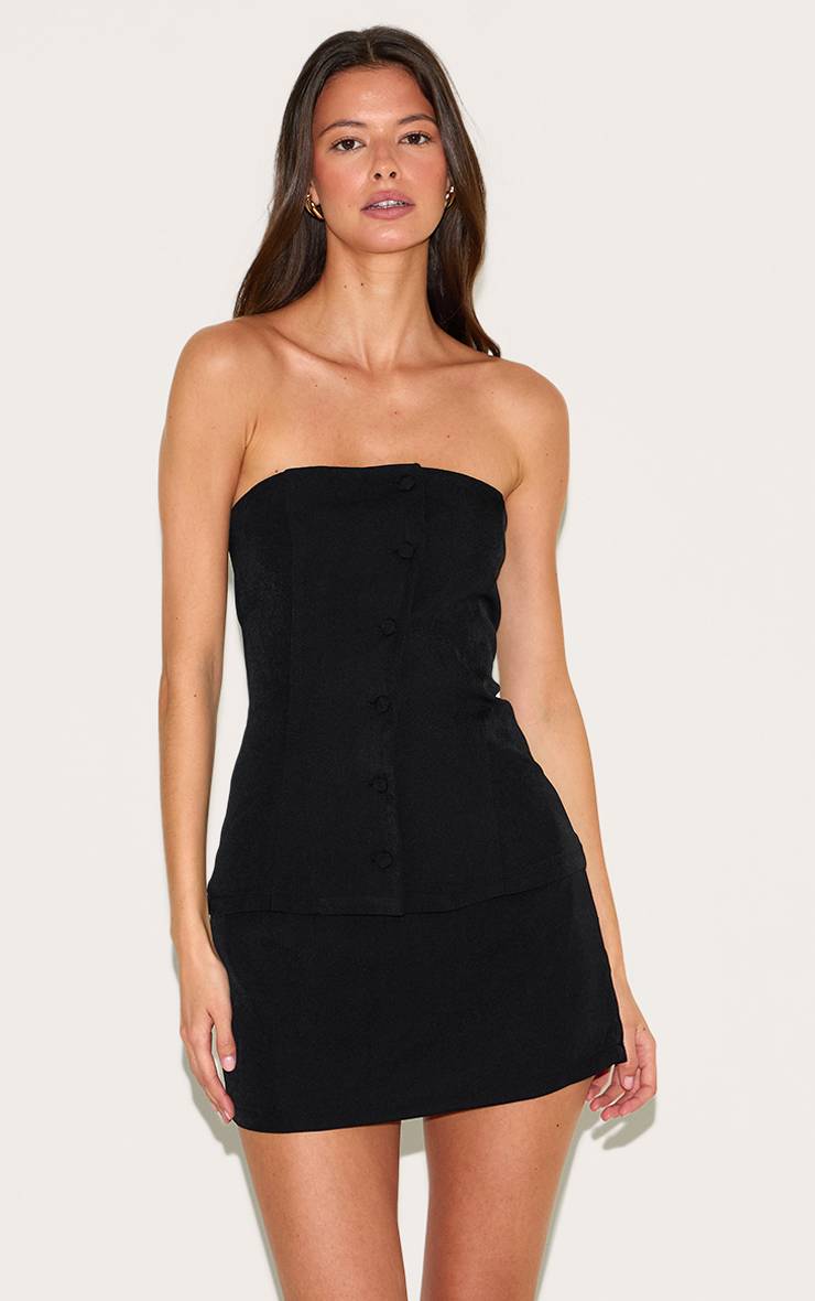 Noir Robe Moulante Bandeau Avec Détail Gilet