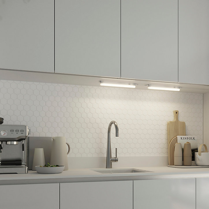Réglette sous meuble Periera LED intégrée blanc neutre IP20 450lm 4W L.31xl.2,4cm blanc GoodHome