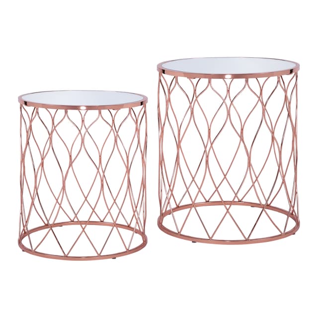 WOMO-DESIGN design sidebordssæt på 2 Ø40 / Ø45 cm i kobber, stuebord med