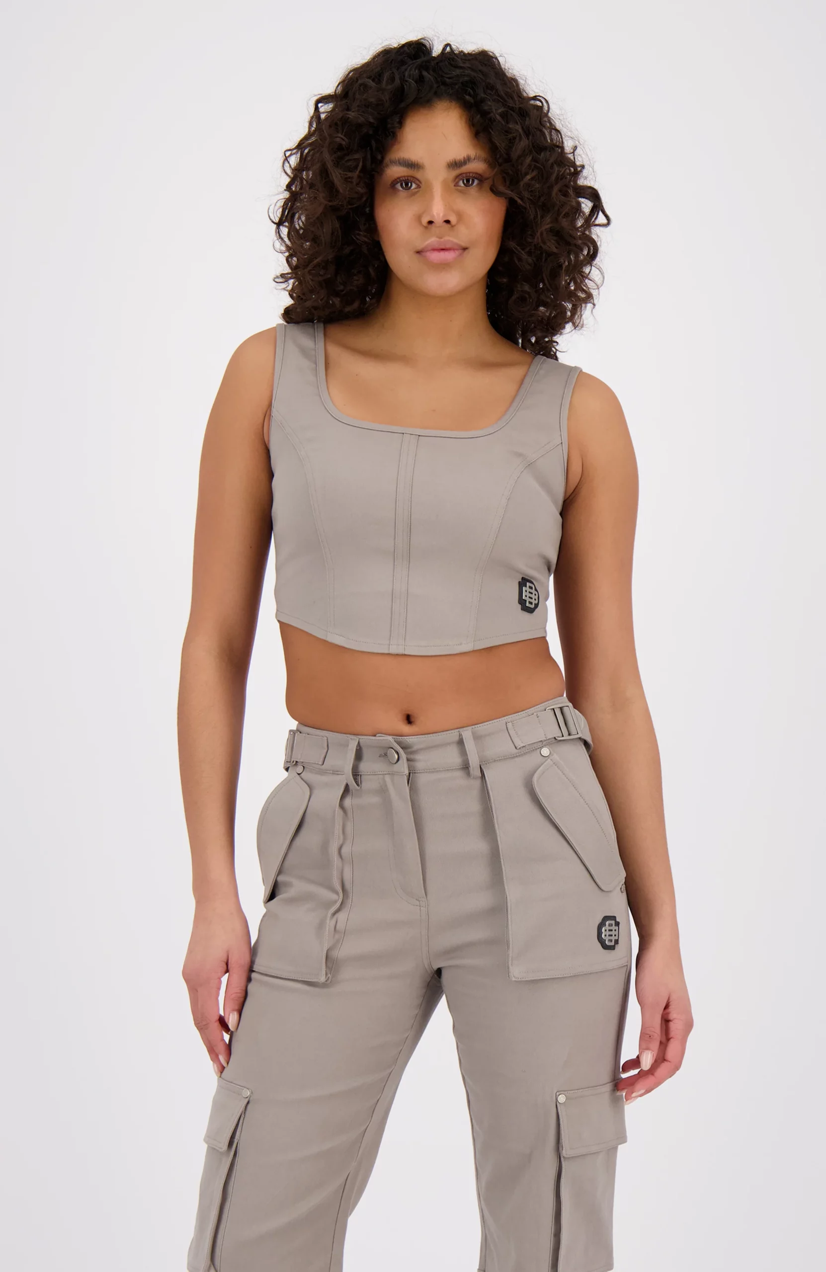 Black Bananas Zip Corset Top Dames Grijs