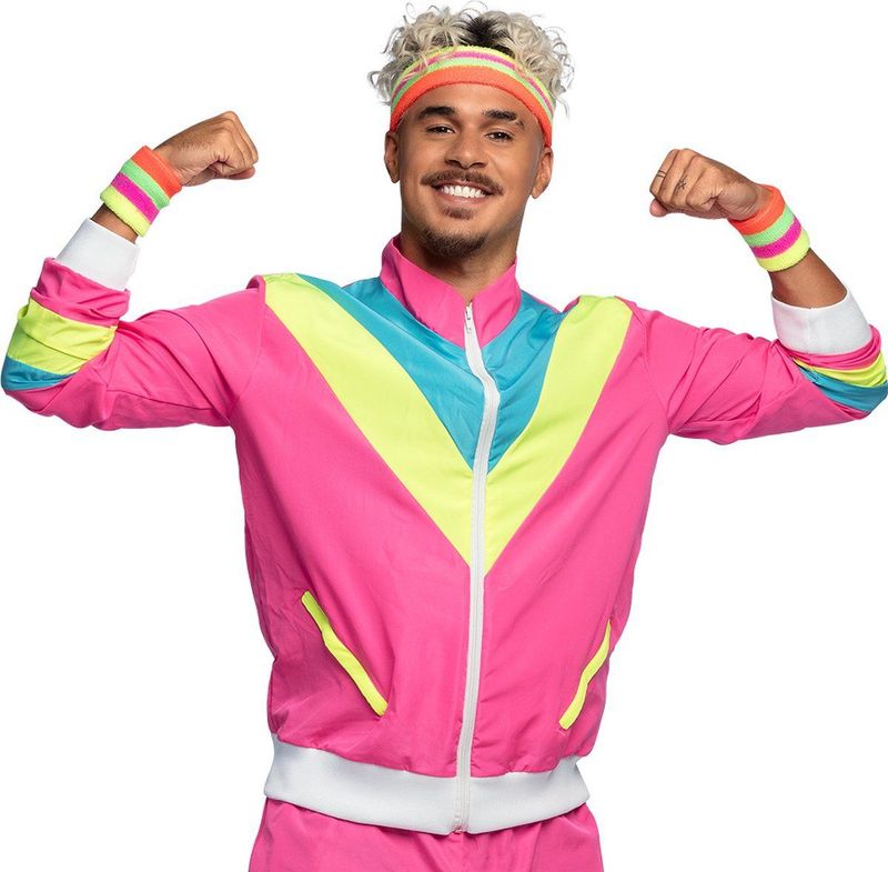 Boland Trainingspak Retro dude neonroze Volwassenen Hippie ' & 90' Disco
