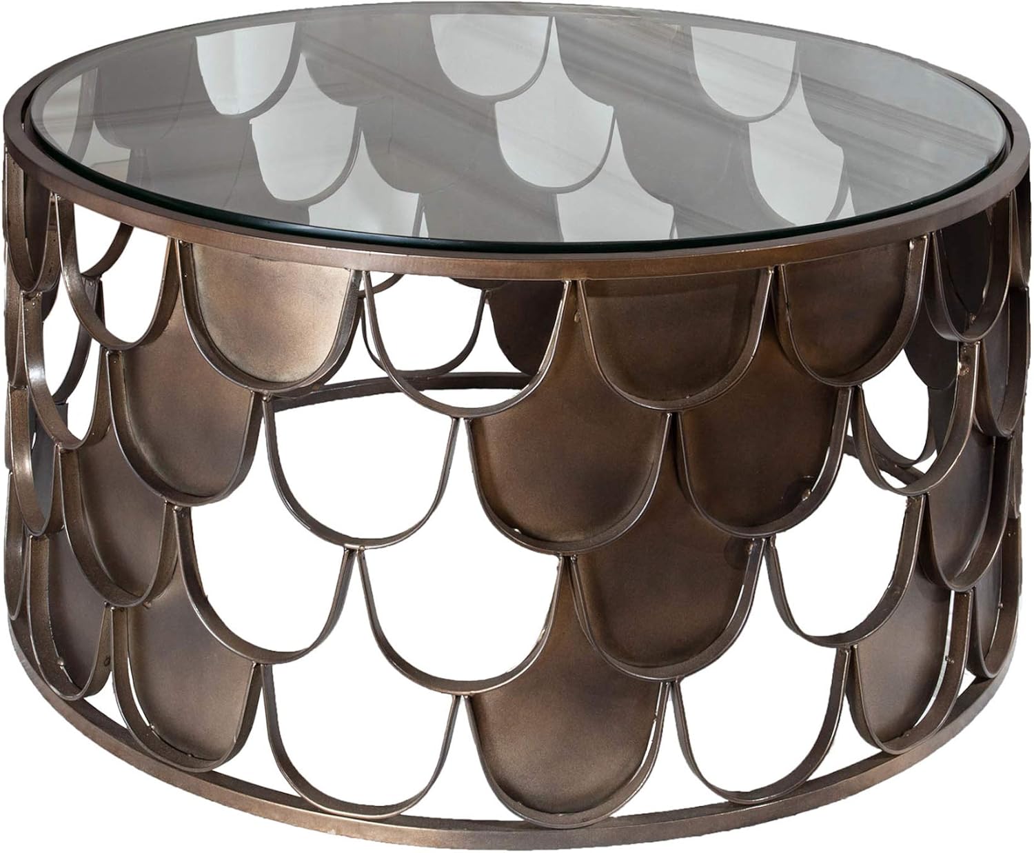 Riess Ambiente Industrial Couchtisch Abstract 60cm antik Messing im Fischschuppen Design Wohnzimmertisch Tisch