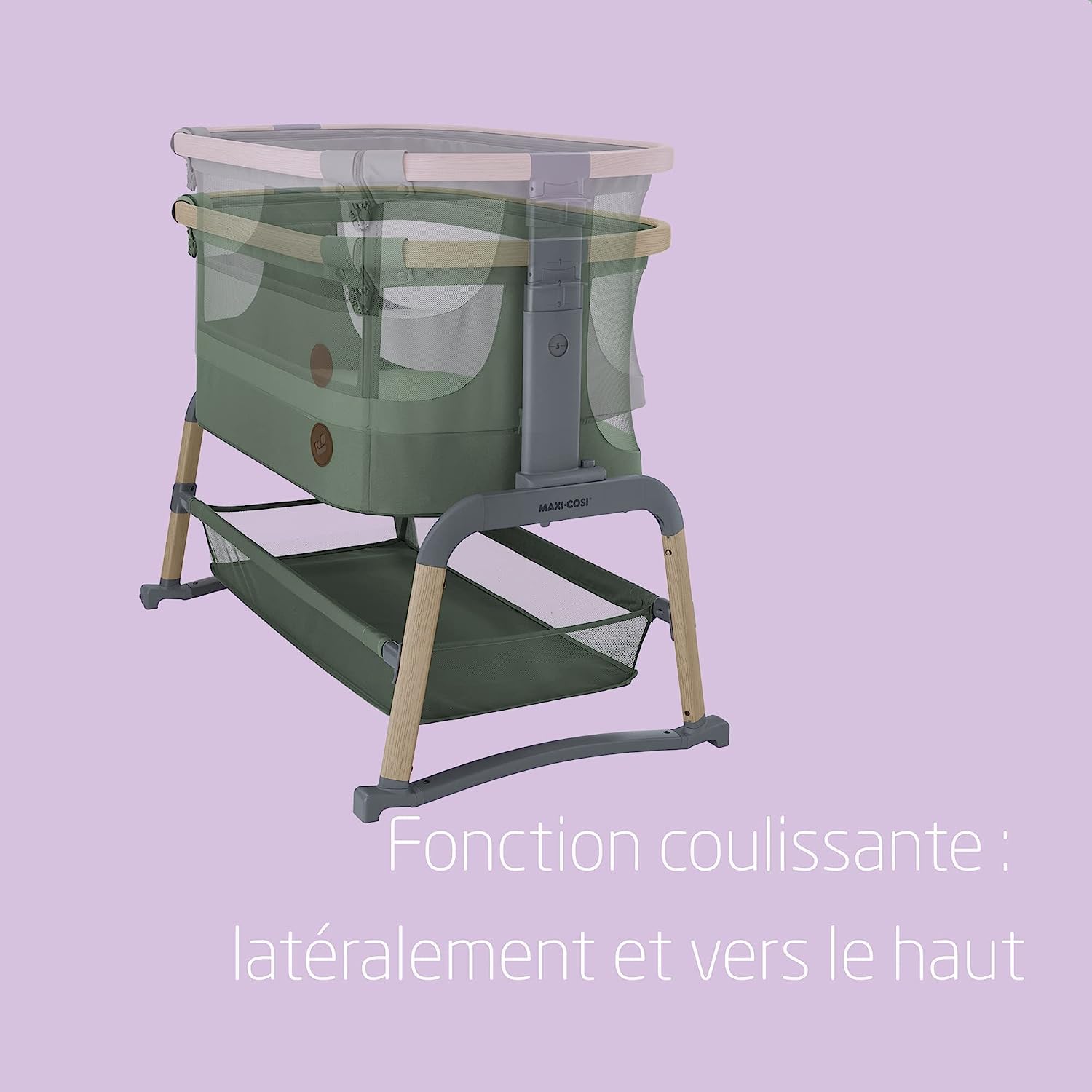 Maxi-Cosi Iora Berceau Cododo, Lit Cododo Bebe Pliable, 0-6 Mois, 9 kg Max, 4 Inclinaisons et 5 Hauteurs, Système Coulissant, Matelas Confort, Grand Panier, Facile à Transporter, Essential Graphite
