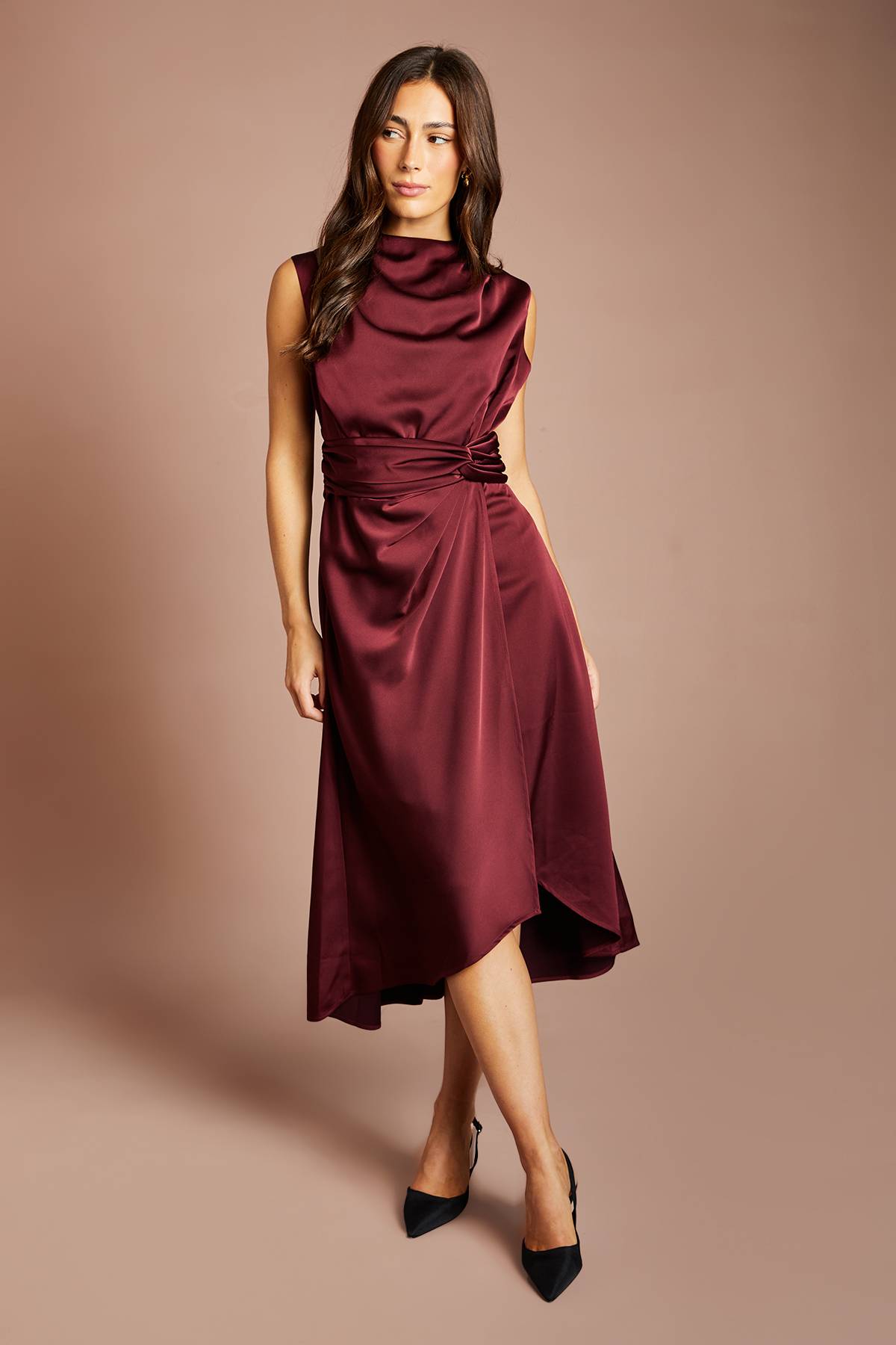 Coast Robe Midi En Satin Avec Taille Nouée