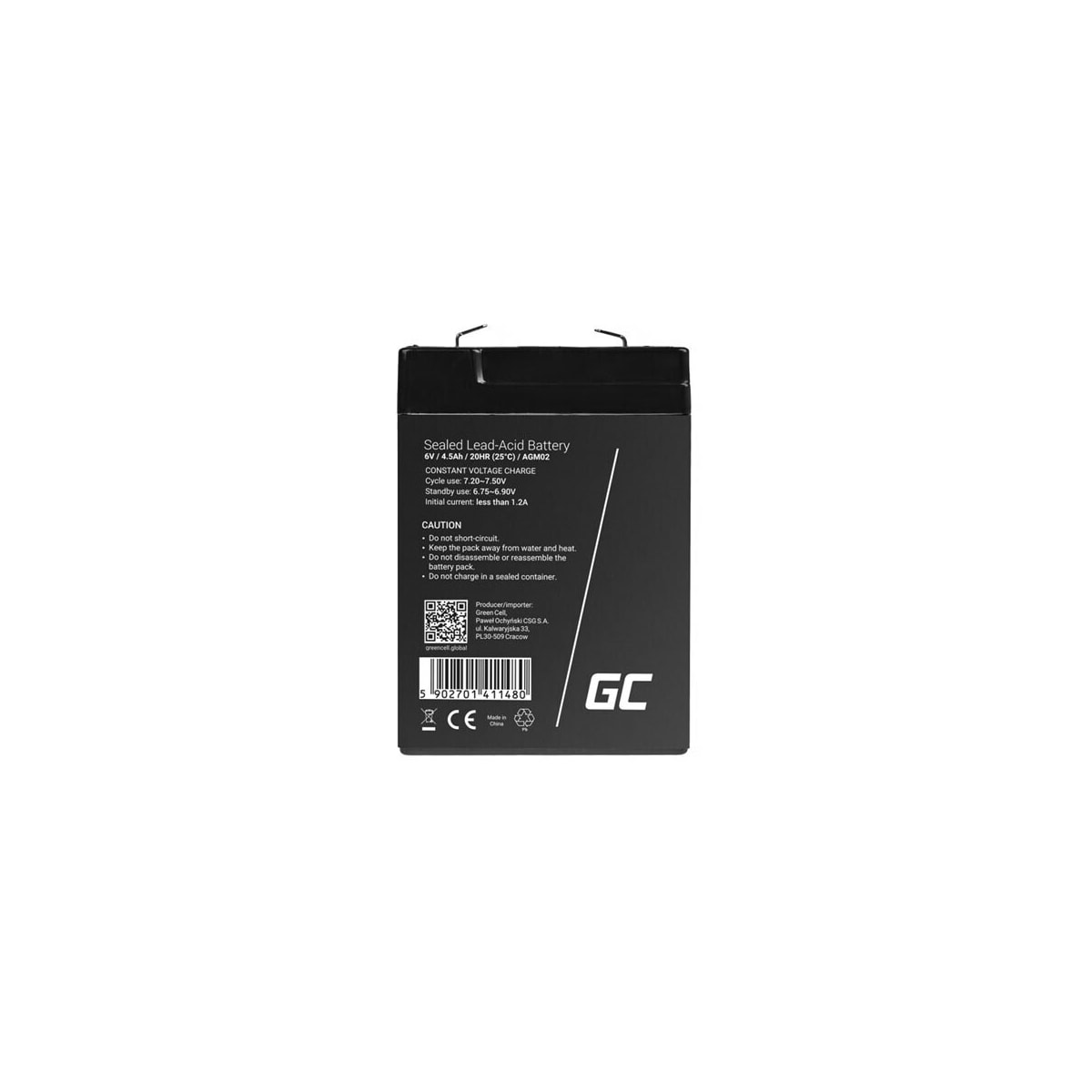 Green Cell AGM Batteri 6V 4.5Ah