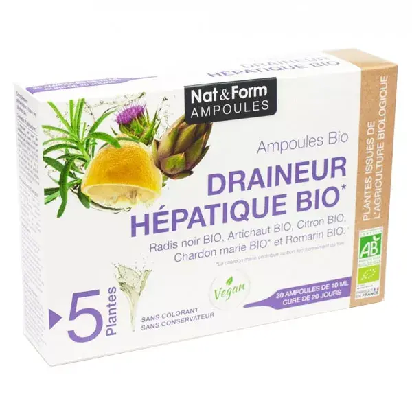 Ampolas de Drenagem Hepática Orgânica Nat & Form - 20 ampolas