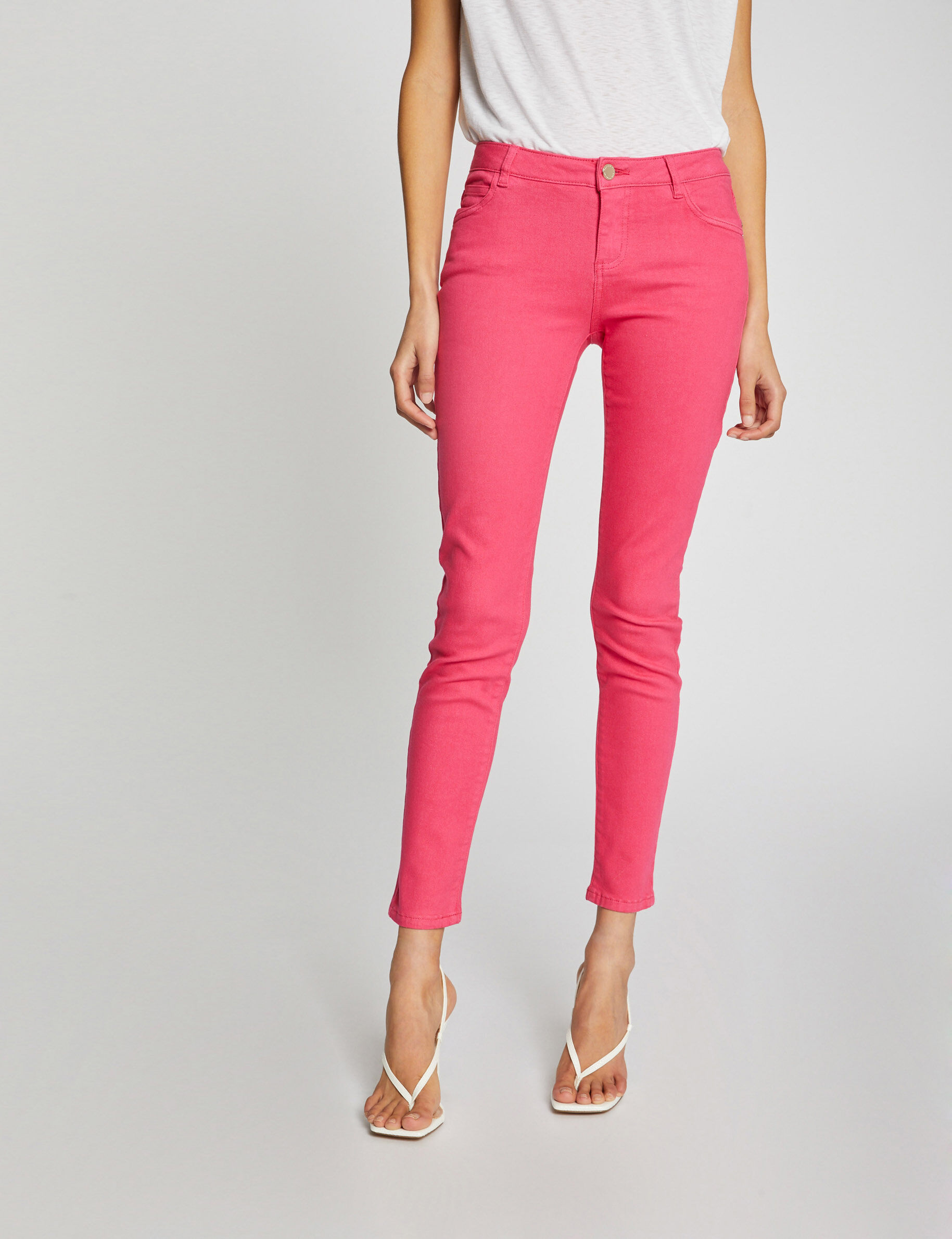 Jeans skinny taille basse fuchsia femme - fuchsia