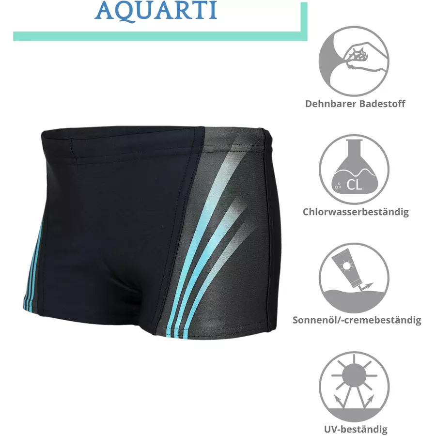 Aquarti Jungen Schwimmhose Kontrastfarbige Einsätze schwarzblau