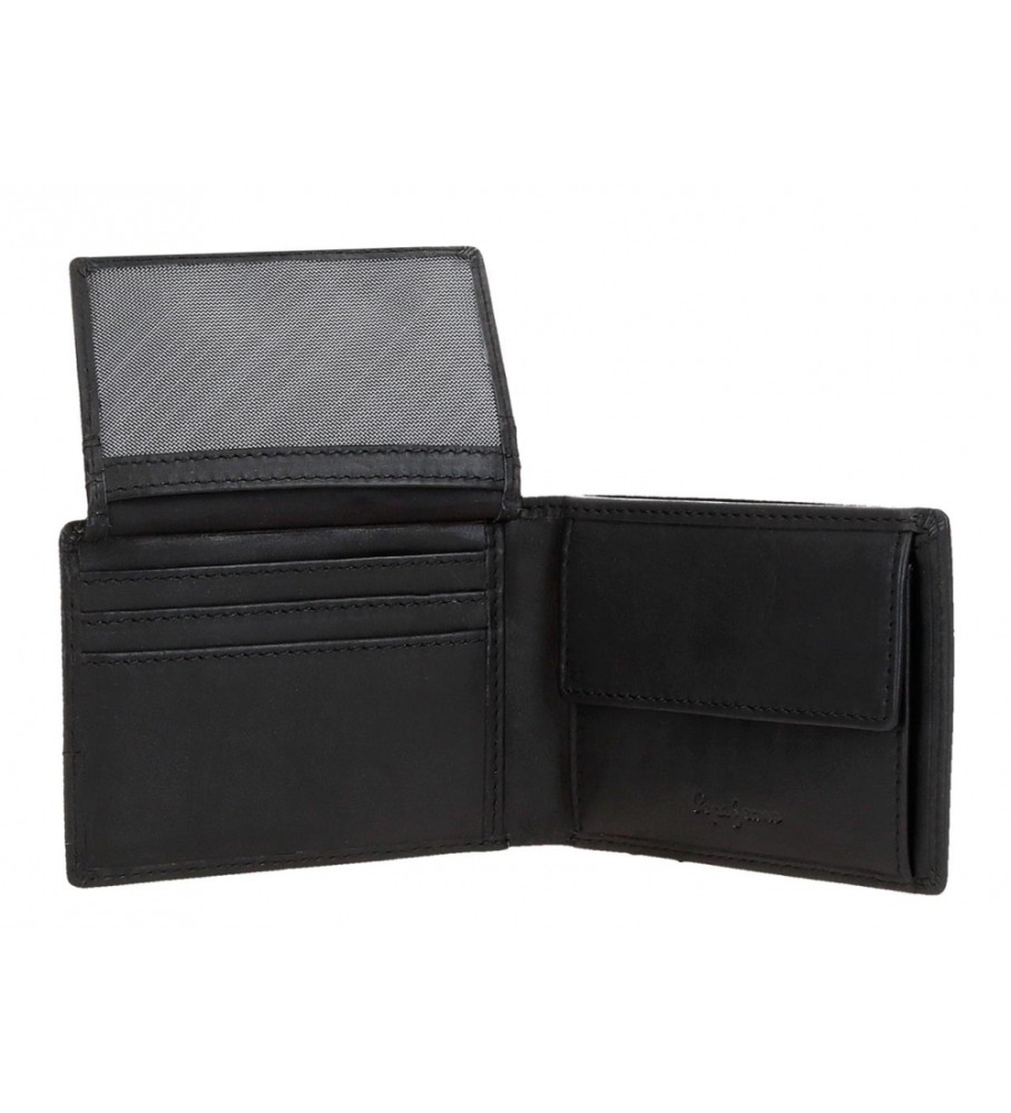 Carteira de couro preta Pepe Jeans Topper