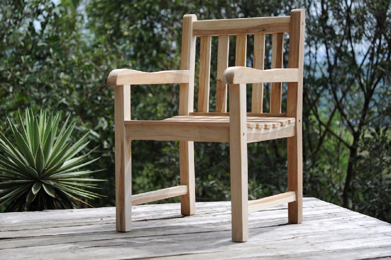 SAM Teak-Holz Gartenstuhl, Sessel mit Armlehnen, aus Massivholz, Balkon, Terrasse oder Garten, angenehmer Sitzkomfort SB4326249